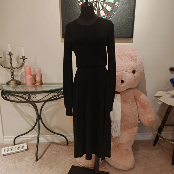 Maje Black Wool Drape Sweater Rolland Open Back Midi Dress size 1/Small 0260 - Picture 4 of 16